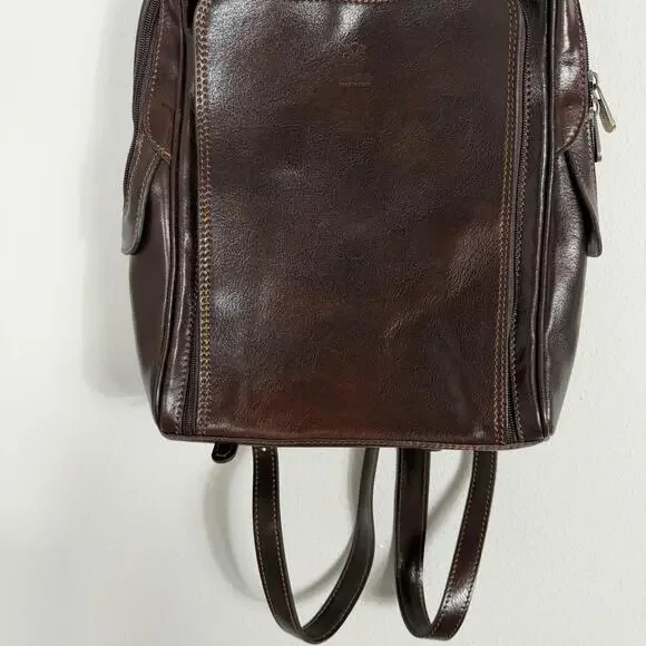 Vera Pelle Dark Brown Italian Leather Backpack Made in Italy Luxury - Picture 4 of 15